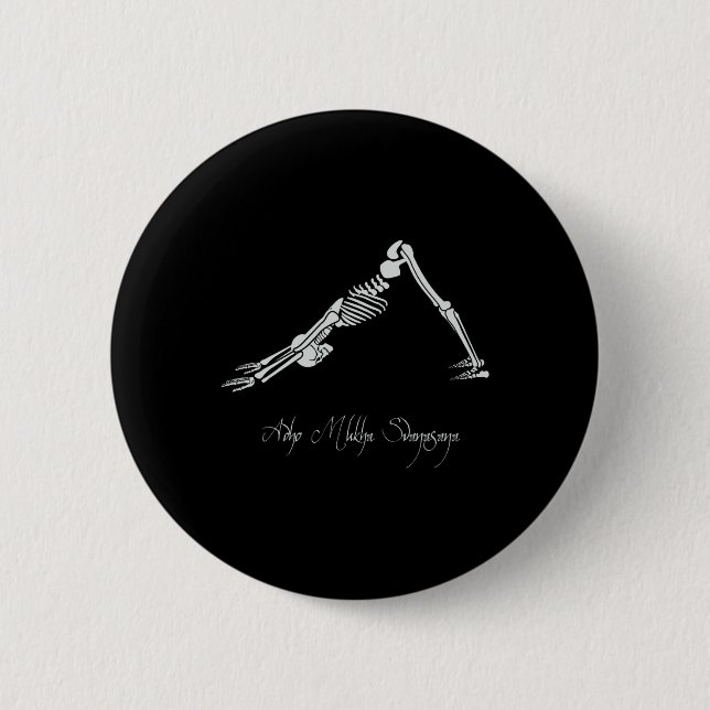 Human Skeleton Make Yoga Downward Facing Dog Pose  2 Inch Round Button (Front)