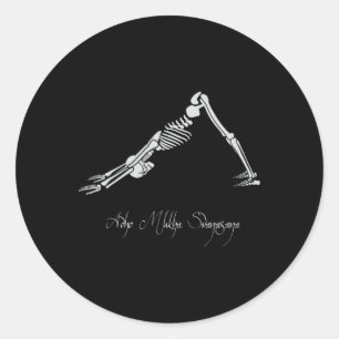 Human Skeleton Make Yoga Downward Facing Dog Pose  Classic Round Sticker