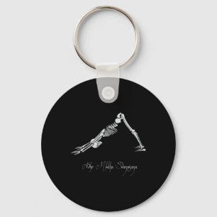 Human Skeleton Make Yoga Downward Facing Dog Pose Keychain