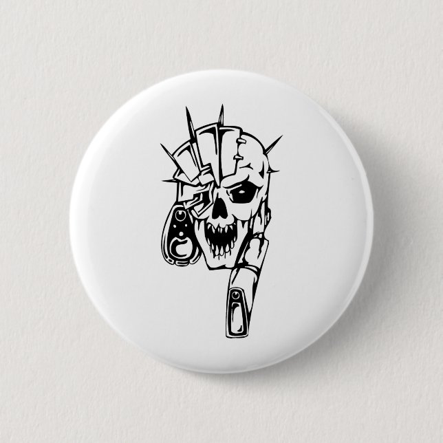Human Skull 2 Inch Round Button (Front)