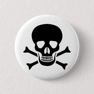 Human skull 2 inch round button