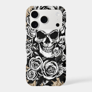 Human Skull Roses Goth Original ink drawing Art