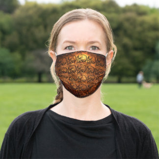 Human skull sketch, warm gold leaf, plague, morbid cloth face mask