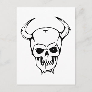 Human Skull with Horns Postcard