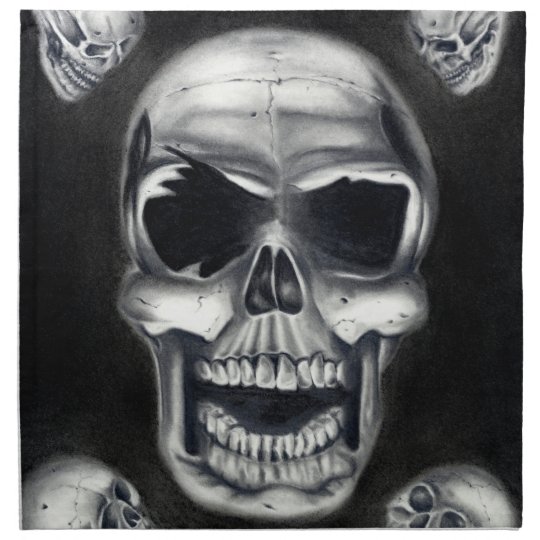 Human Skulls Black Napkin