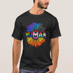 Human Sunflower Rainbow LGBT Flag Gay Pride Proud  T-Shirt
