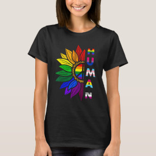 Human Sunflower Rainbow LGBT Flag Gay Pride Suppor T-Shirt