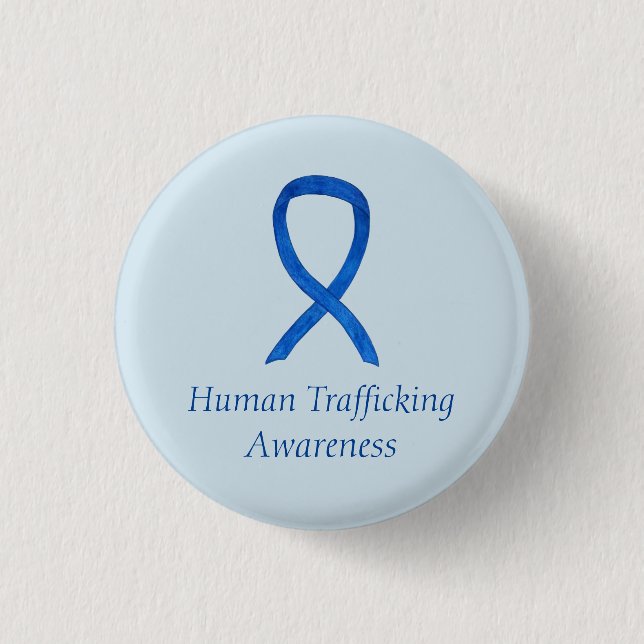 Human Trafficking Awareness Ribbon Custom Pin (Front)