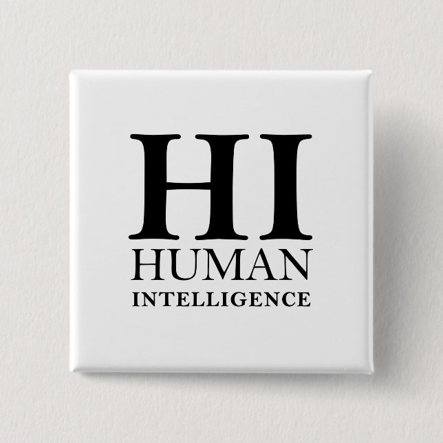 Human vs. AI typographic concept design 2 Inch Square Button (Front)
