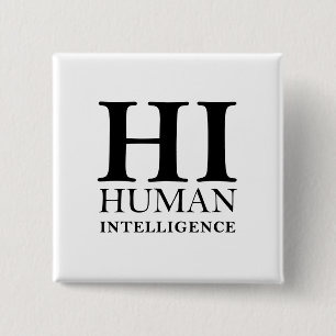 Human vs. AI typographic concept design 2 Inch Square Button