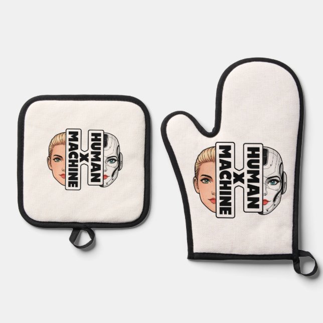 HUMAN x MACHINE Oven Mitt & Pot Holder Set (Front)