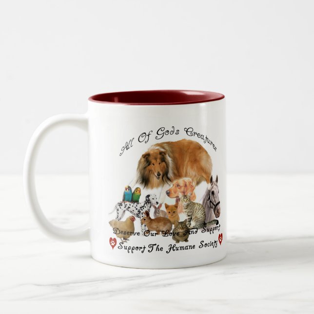 Humane Society All God's Creatures Animal Support Two-Tone Coffee Mug (Left)