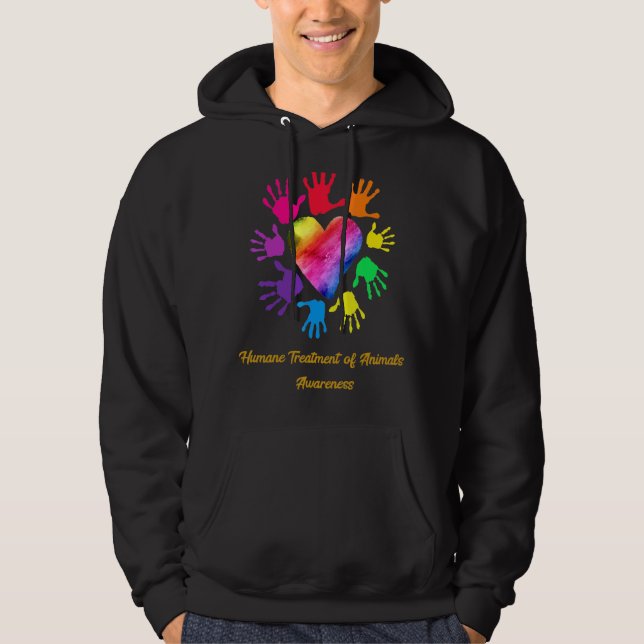 Humane Treatment Of Animals Awareness Hands Hoodie (Front)
