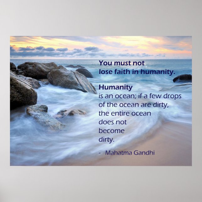 Humanity Is An Ocean - Mahatma Gandhi Quote Poster (Front)