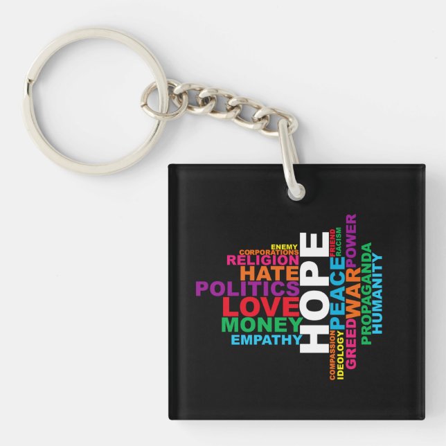 Humanity Word Cloud Keychain (Front)