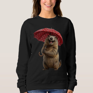 Humanized Marmot Red Polka Dot Umbrella Sweatshirt