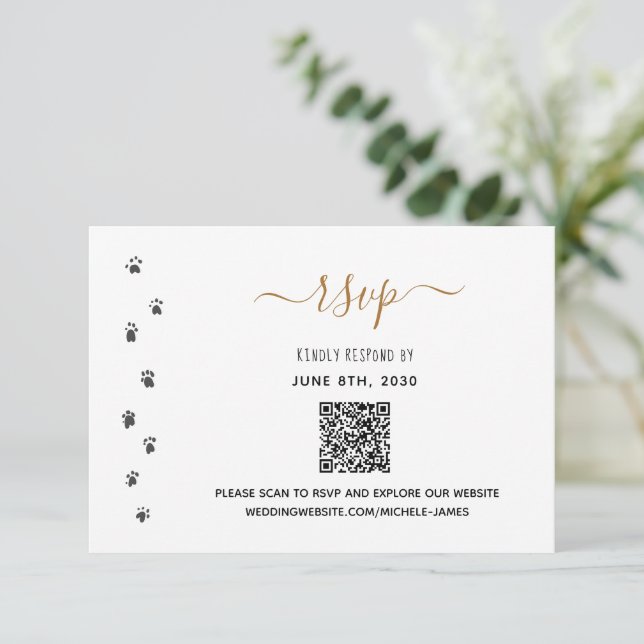 Humans Are Getting Married Pet Wedding QR Code RSVP Card (Standing Front)