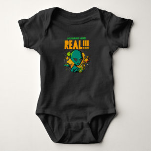 Humans are REAL!!!!!! Shocked Alien illustrator Baby Bodysuit