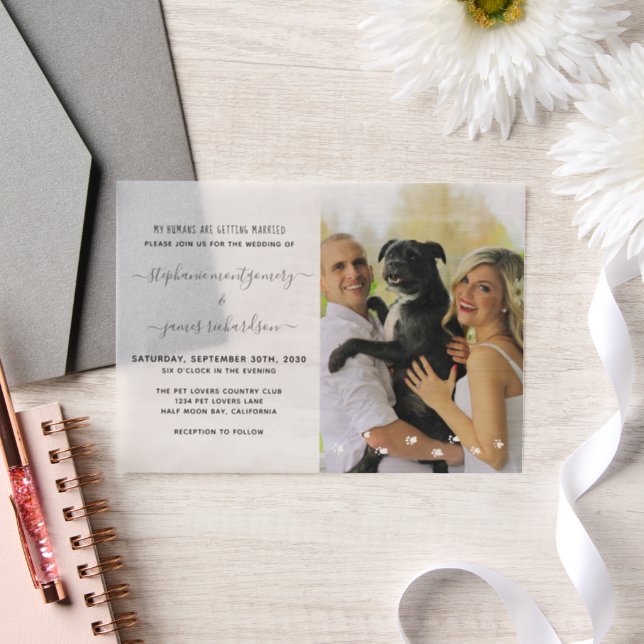 Humans Getting Married Custom Pet Photo Wedding Vellum Invitations (Wedding)