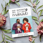 Humans getting married pet photo announcement QR<br><div class="desc">Include your domestic animals (dogs, cats, or any other animal) in your wedding preparation with this fun and informal save-the-date postcard. Perfect for any pet lover, the front of this announcement card is easily customizable with one of your favourite engagement photos, or with a picture of your animals, and features...</div>