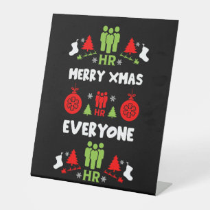Humans Resources Ugly Santa Xmas Gifts Pedestal Sign