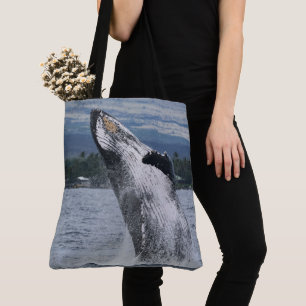 Humback Whale Breaching Tote Bag