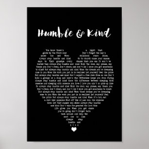 Humble And Kind Black Heart Song Lyric Print