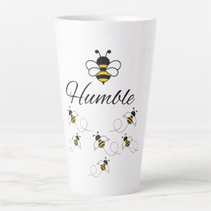 HUMBLE BUMBLE BEE WHITE BLACK CERAMIC 20 OZ. LATTE MUG