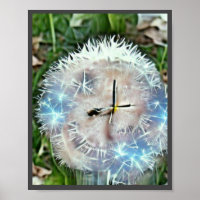 Humble dandelion clock A.I. enhanced photo. Poster