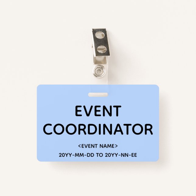 Humble "EVENT COORDINATOR" Badge (Front with Clip)