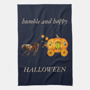 Humble & Happy Halloween Horse Pumpkin Carriage Kitchen Towel