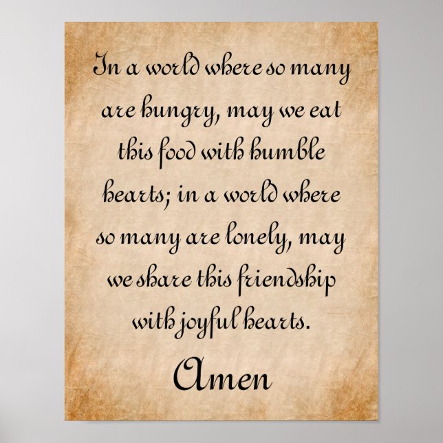 Humble Hearts Mealtime Prayer Poster (Front)
