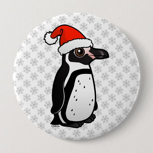 Humboldt Penguin Santa 4 Inch Round Button (Front)