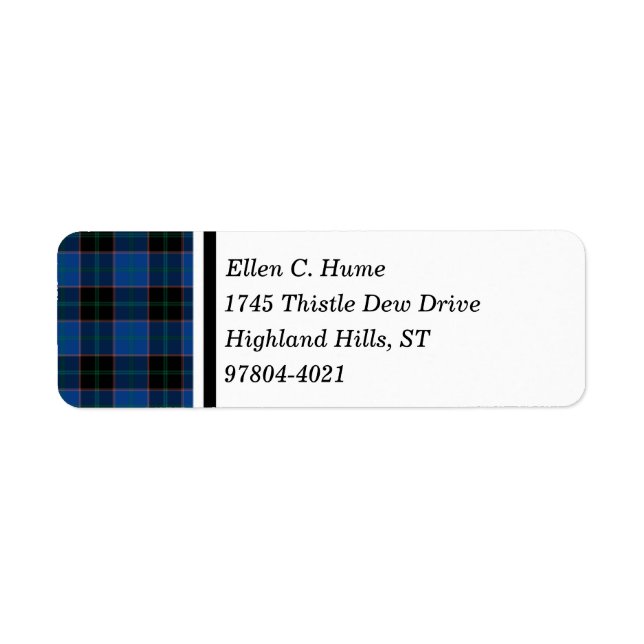 Hume Clan Royal Blue et Black Scottish Tartan (Devant)