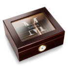 Humidor en acajou monogramme gravé