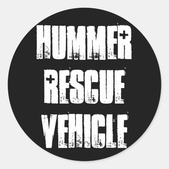 Hummer Rescue Vehicle Classic Round Sticker (Front)