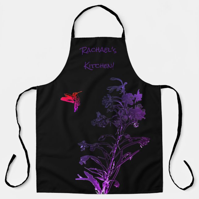 Humming Bird and Flowers, Add Name Apron (Front)