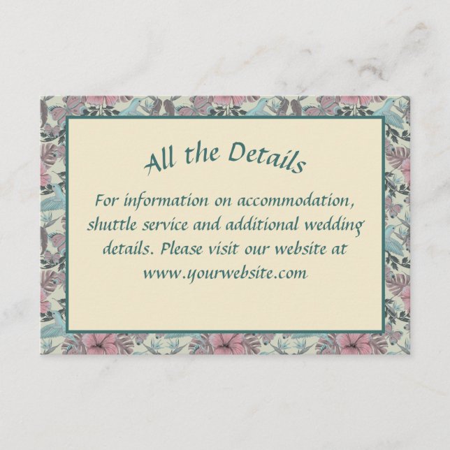 Humming bird and hibiscus - wedding enclosure card (Front)