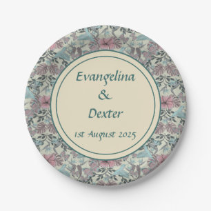 Humming bird and Hibiscus - wedding paper plate