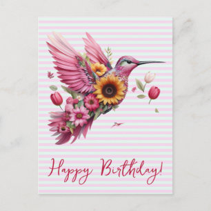 Humming bird flying Happy Birthday Postcard