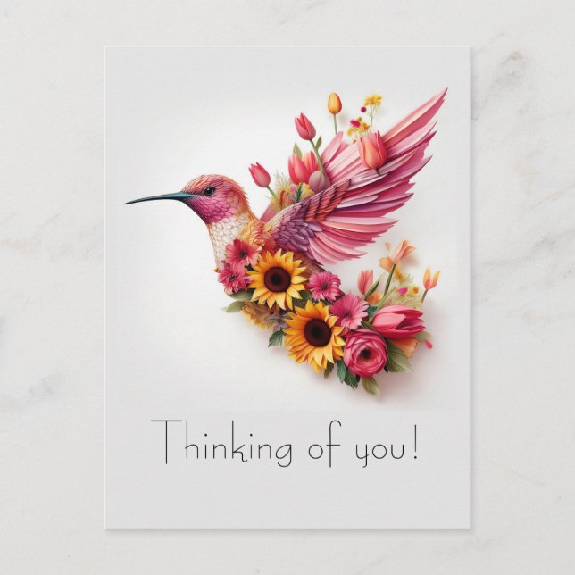 Humming bird flying Thinking of you Postcard (Front)