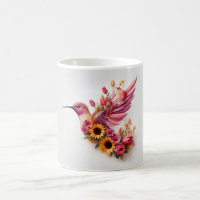 Humming bird flying with flowers