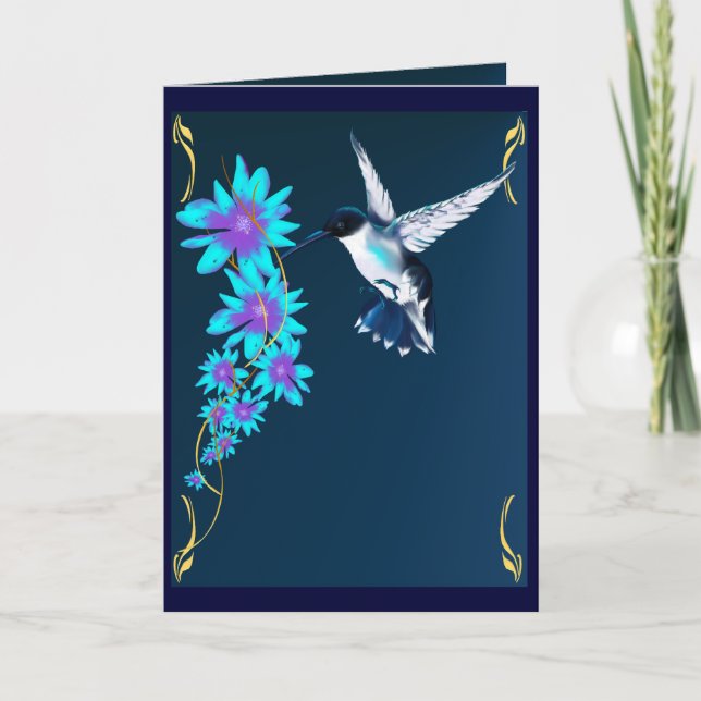 Humming Bird In Blue Card (Front)