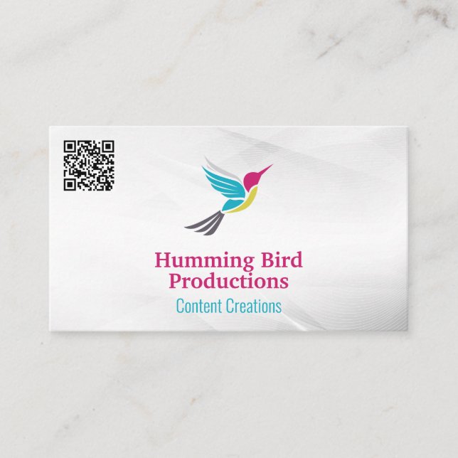 Humming Bird Logo | QR Code Business Card (Front)