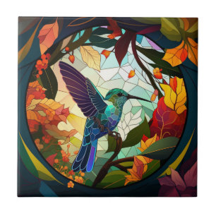 Humming Bird Stained Glass Tile