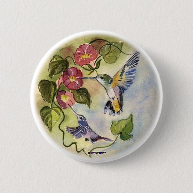 Humming Birds 2 Inch Round Button (Front)