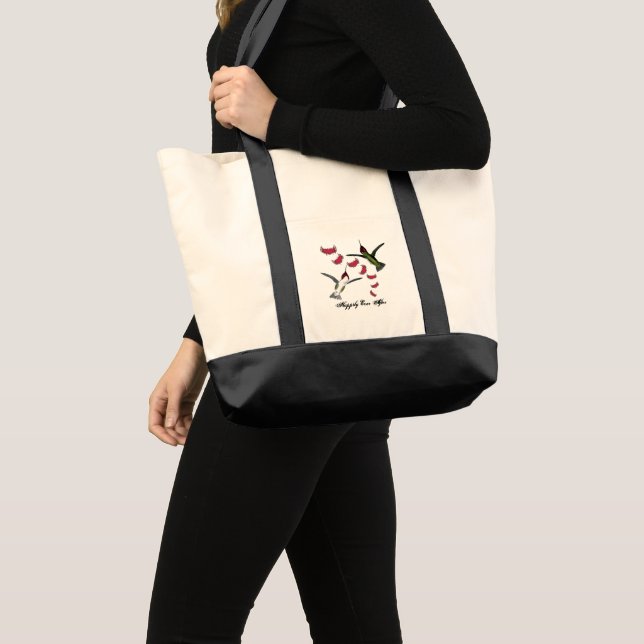 Humming Birds Grunge Hearts with Wings Tote Bag (Front (Product))