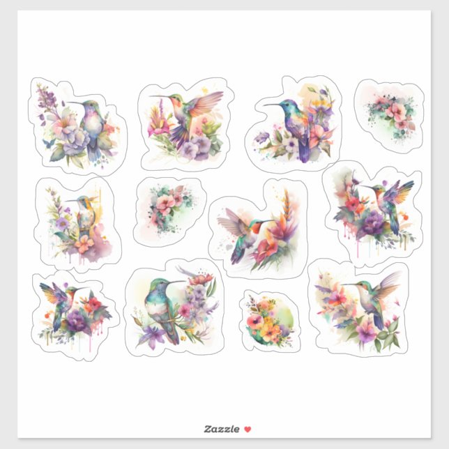 Humming Birds with Colourful Flowers (Sheet)