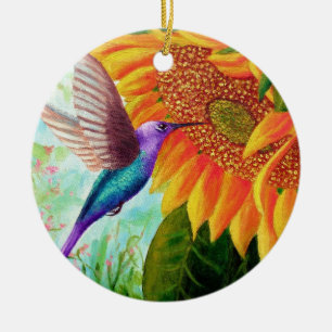 Humming For Nectar Ceramic Ornament