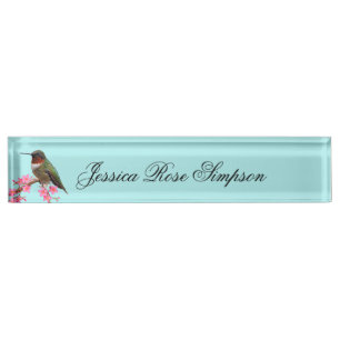 Hummingbird Acrylic Name Plate Nameplate Turquoise